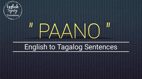 Paano in tagalog